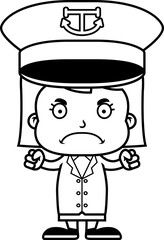 Cartoon Angry Boat Captain Girl