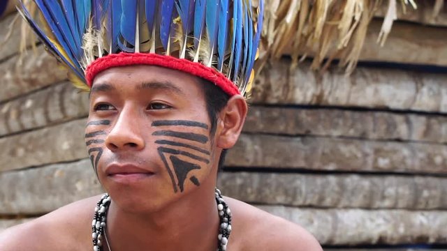 Native Brazilian Man (Indio) a Indigenous Tribe in Brazil