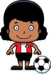 Cartoon Smiling Soccer Player Girl