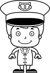 Cartoon Smiling Boat Captain Boy