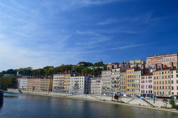 Fototapeta premium Landscape of Lyon, with stone river, France