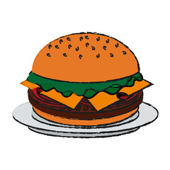 hamburger fast food icon image vector illustration design