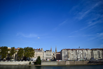 Fototapeta premium Landscape of Lyon, with stone river, France