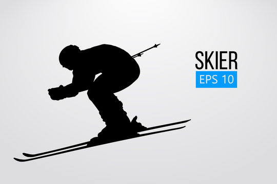 Silhouette of skier isolated. Vector illustration