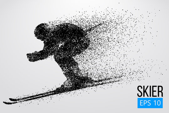 Silhouette of skier isolated. Vector illustration