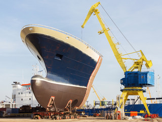 Ship's hull in the shipyard