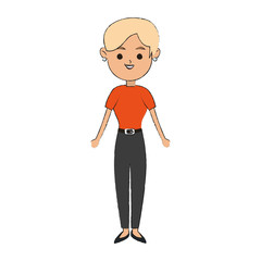 happy blonde woman icon image vector illustration design