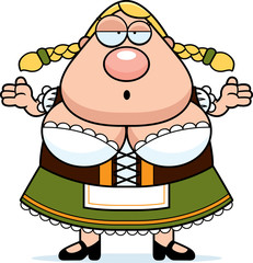 Cartoon Oktoberfest Woman Shrug