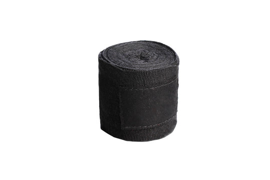 Close up image of Black boxer bandages isolated on white background