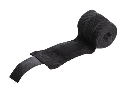 Close up image of Black boxer bandages isolated on white background