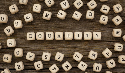 Word EQUALITY written on wood block