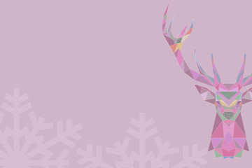 modern triangle  polygon reindeer head abstract soft light pastel color on snowflakes pink background