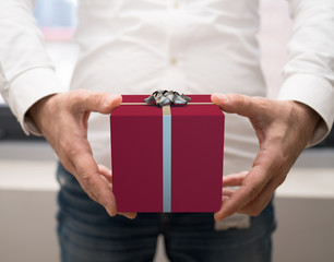gift box on hands