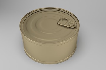 3d rendering metal can for preserve isolated on white mock up