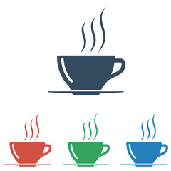 Coffee cup icon set- simple flat design isolated on white background, vector