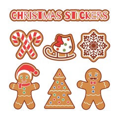 Christmas Gingerbread cookies stickers set