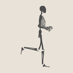 Human skeleton running. Vector illustration. Halloween party design template