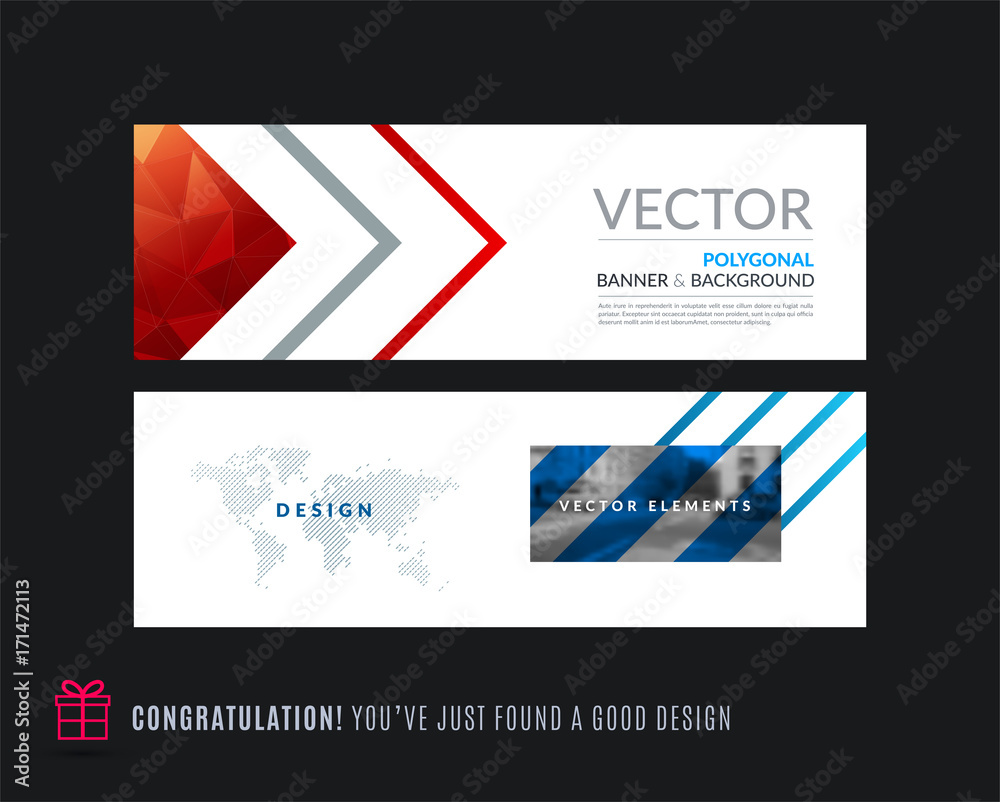 Wall mural abstract vector set of modern horizontal website banners