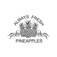 black emblem of pineapple tropical fruit with ribbon