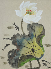 lotus flower and fishes