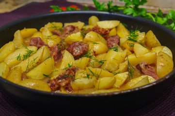 fresh veal, stewed with fresh potatoes and spices.