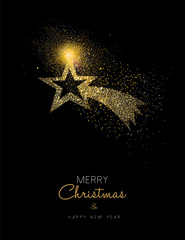 Christmas and new year gold glitter star design