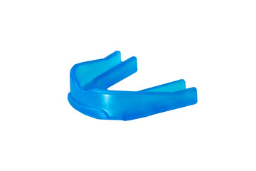 Close-up isolated blue gum-shield for protection athlete's teeth