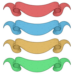 Ribbon banners. Colored set