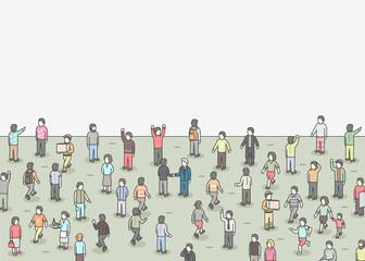Large group of Isometric people.
