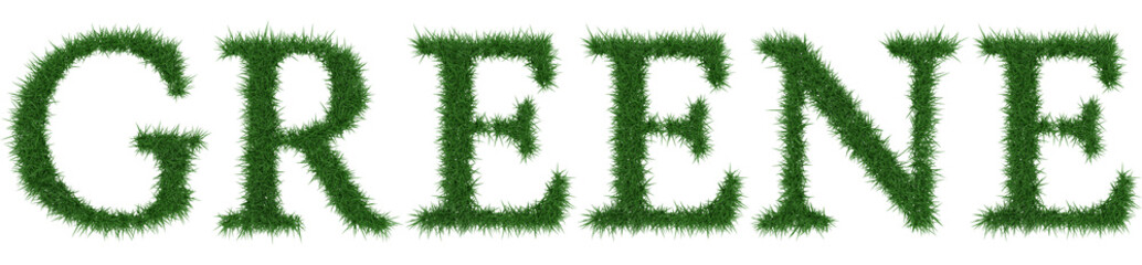 Greene - 3D rendering fresh Grass letters isolated on whhite background.