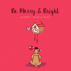 Merry Christmas funny dog cartoon greeting card
