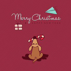 Christmas and new year cute dog cartoon card