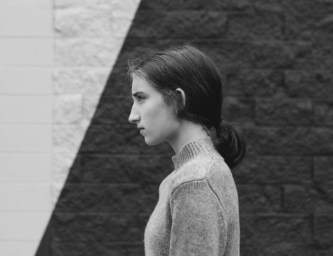 Portrait of moody teenage girl