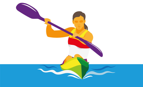 A Young Woman Is Is A Paddler On Kayak Of The Race Distance