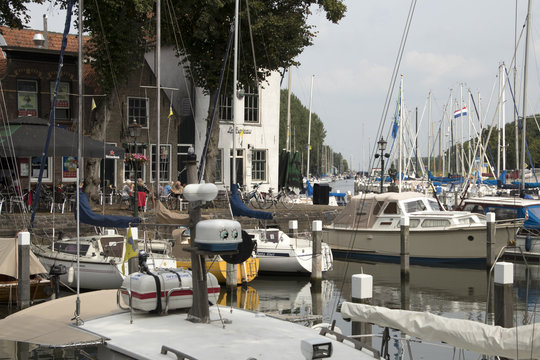 The harbor of Middelharnis is a busy harbor