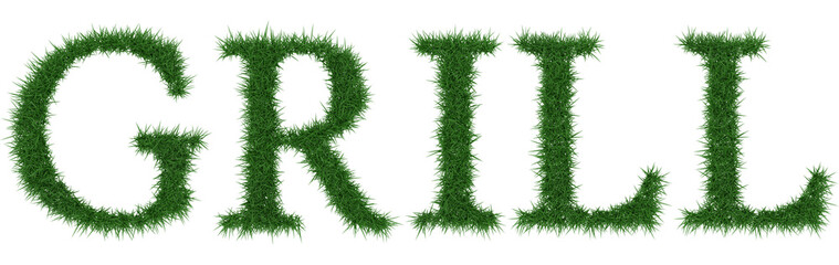 Grill - 3D rendering fresh Grass letters isolated on whhite background.