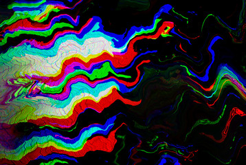 Glitch psychedelic background. Old TV screen error. Digital pixel noise abstract design. Photo glitch. Television signal fail. Technical problem grunge wallpaper. Colorful noise