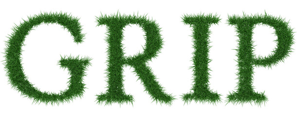 Grip - 3D rendering fresh Grass letters isolated on whhite background.