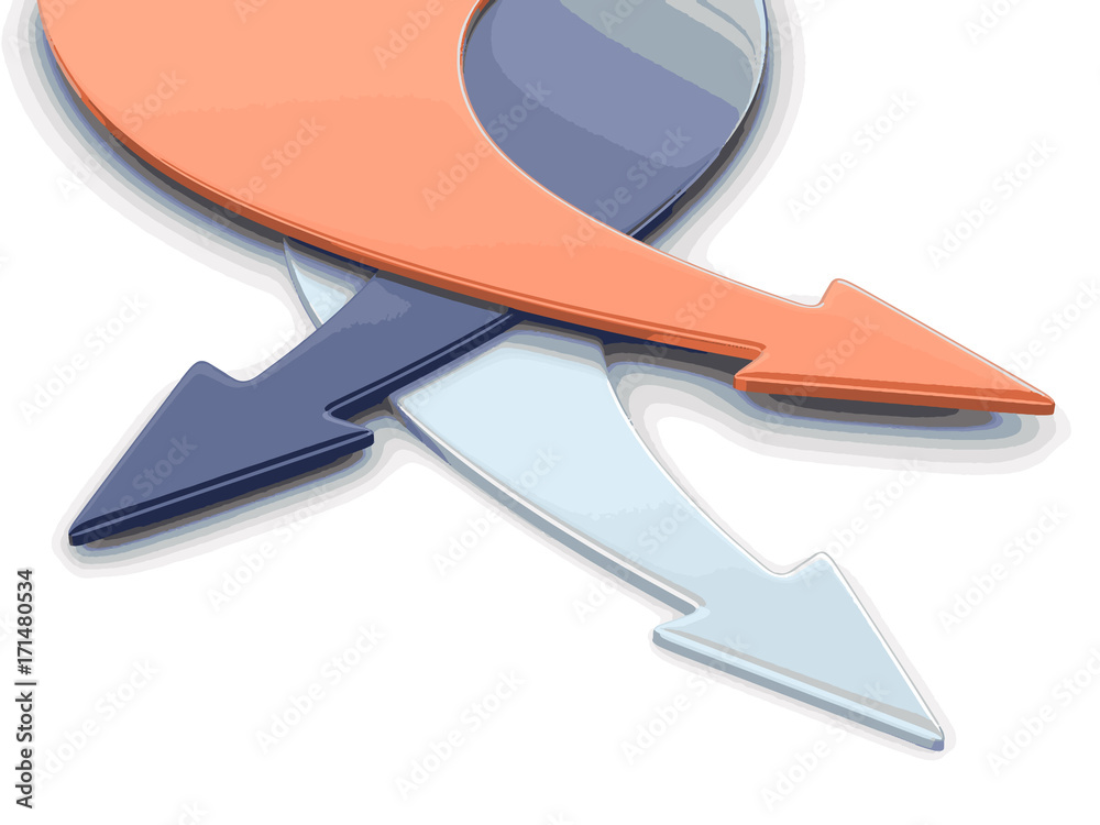 Poster 3d image of arrows in different directions. image with clipping path
