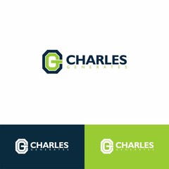 flat logo ideas initial to letter C and letter G