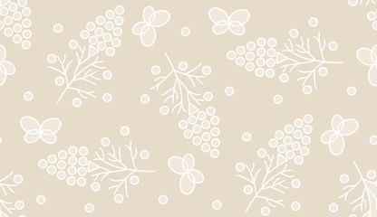 Seamless pattern with butterflies and berries