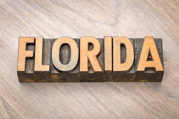Fototapeta premium Florida word abstract in wood type