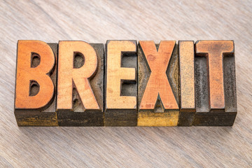 Brexit word abstract in wood type