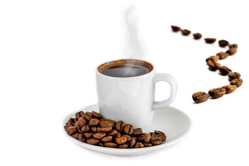 Hot coffee cup isolated on white