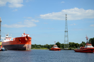 Tanker entering the port, Gdansk in Poland