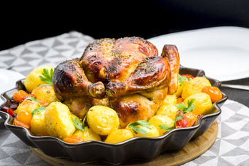 roast chicken with potatoes