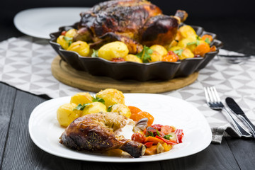 roast chicken with potatoes