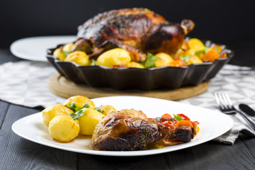 roast chicken with potatoes