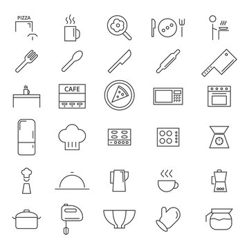 30 Kitchen Line Icons