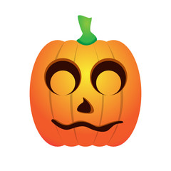 Isolated shy jack-o-lantern on a white background, Vector illustration
